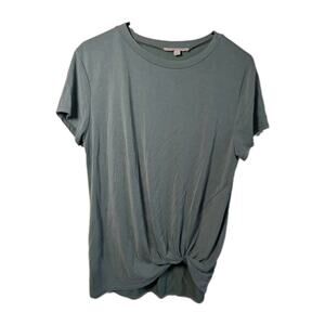 Women's Green T-Shirt Sandwash Twist Stretchy Tunic Size Small Green Envelope